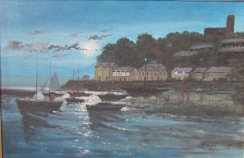 Brian Williams Penarth Head at night Oil on canvas Signed Together with another by the same hand of