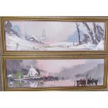 David George Deakins A harbour scene Oil on board Signed Together with another of a winter scene