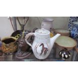 A Sidney Tustin Winchcombe pottery jug, with a mustard yellow glaze,
