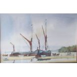 William Newton Boats in a bay Watercolour Signed Together with another similar (a pair) together