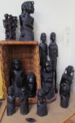 A collection of African hardwood figures