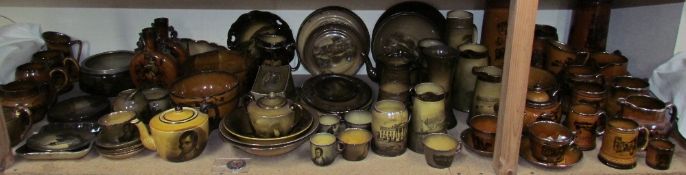 An extensive collection of Ridgways pottery jugs, part tea sets, moustache cups, plaques, bowls,