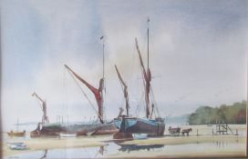 William Newton Boats in a bay Watercolour Signed Together with another similar (a pair) together