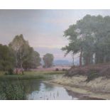 W J Alberts Evening Calm Oil on canvas Signed and label verso