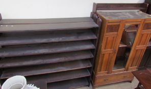 A large pair of oak bookcases together with another bookcase and an Edwardian wardrobe