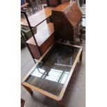 A 20th century walnut bureau with a fall front and drawers on shell capped cabriole legs and pad