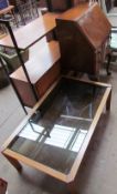 A 20th century walnut bureau with a fall front and drawers on shell capped cabriole legs and pad