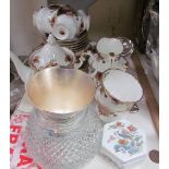 A Royal Albert Old Country Roses part tea set, together with a Wedgwood box and cover,