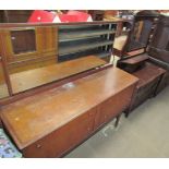 A teak dressing table together with an oak dressing table