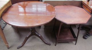 A 19th century mahogany tripod table together with an Edwardian hexagonal topped occasional table