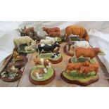 A collection of Border Fine Arts models including Cattle Breeds A1468 a pair of Simmental Calves,