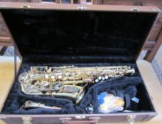 An Artemis MKII lacquered brass saxophone No.