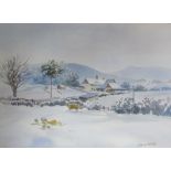 Vernon H Hill A snowy landscape Watercolour Signed together with another by the same hand a Mo