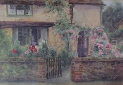 E E Anthony A cottage garden Watercolour Signed Together with a collection of watercolours,