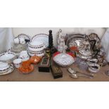 A Paragon part tea and dinner service together with electroplated wares,