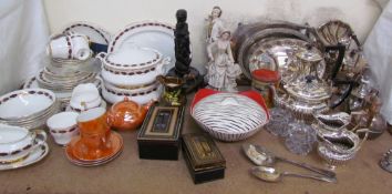 A Paragon part tea and dinner service together with electroplated wares,