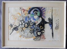 Leslie Moore Clocking Machine Watercolour Signed, dated '64 and inscribed verso 36.