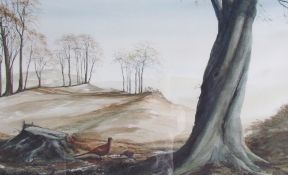 Peter Oldole A landscape scene Watercolour Signed together with other pictures