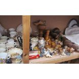 Assorted commemorative wares together with a part tea set, model cats,