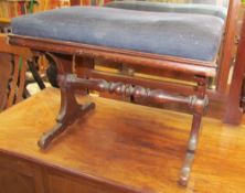 An Edwardian mahogany dressing table together with a Victorian stool with an upholstered top