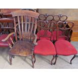 A 19th century kitchen slat back chair,