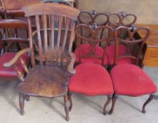 A 19th century kitchen slat back chair,