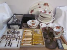 A Royal Albert Centennial Rose pattern part tea set together with other part tea sets,