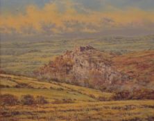 Allan Morgan A derelict castle on a hill Oil on board Signed