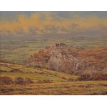 Allan Morgan A derelict castle on a hill Oil on board Signed