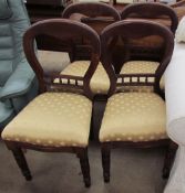 A set of four Victorian balloon back dining chairs together with a gate leg dining table