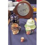A Mantle clock, together with assorted Royal Doulton character jugs,