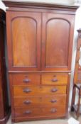 A 19th century and later mahogany linen press,