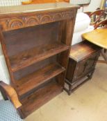 A 20th century oak bookcase together with an oak side cabinet