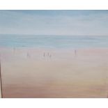 A beach scene Oil on canvas Signed Together with a collection of paintings,