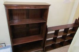 A reproduction mahogany bookcase together with a hanging bookcase
