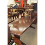 A mid 20th century dark oak refectory type dining table,