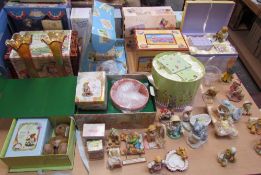 A collection of Cherished Teddies boxed and loose together with a pair of carnival glass vases etc