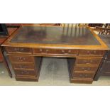 An oak pedestal desk,