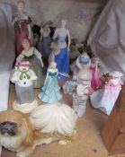 A Coalport The Snowman figure together with Royal Doulton figures, Nao figures,