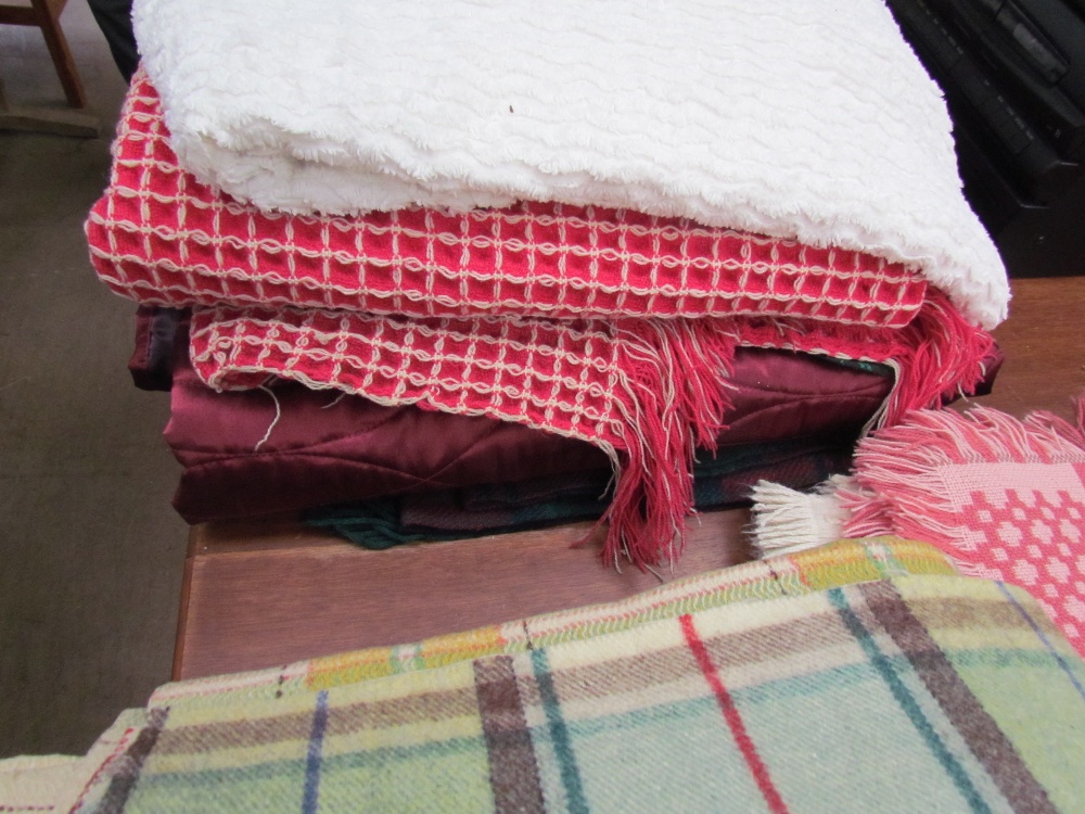 A welsh blanket together with a collection of blankets etc - Image 2 of 3