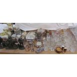 A large quantity of crystal drinking glasses together with other glasswares, electroplated wares,