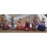 Assorted Royal Doulton Figures including Wee Willie Winkie HN2050, The little bridesmaid, HN1433,