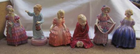 Assorted Royal Doulton Figures including Wee Willie Winkie HN2050, The little bridesmaid, HN1433,