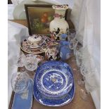 A Victorian young head 1866 silver shilling together with a Masons Mandalay pattern vase and plates,