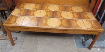 A large oak framed tiled top Trioh Made in Denmark coffee table,