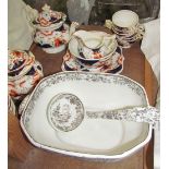 A Gaudy Welsh part tea set together with a Colandine pattern tureen and ladle