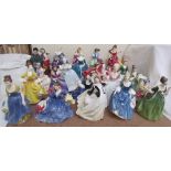 A large collection of Royal Doulton figures including A lady from Williamsburg HN2228,