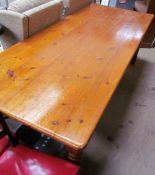 A pine refectory table on turned legs