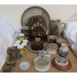 A tobacco jar and cover in the form of a head together with a Royal Worcester part coffee set,
