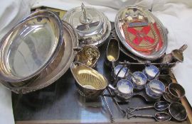 Assorted EPNS including entree dishes and covers, napkin rings,